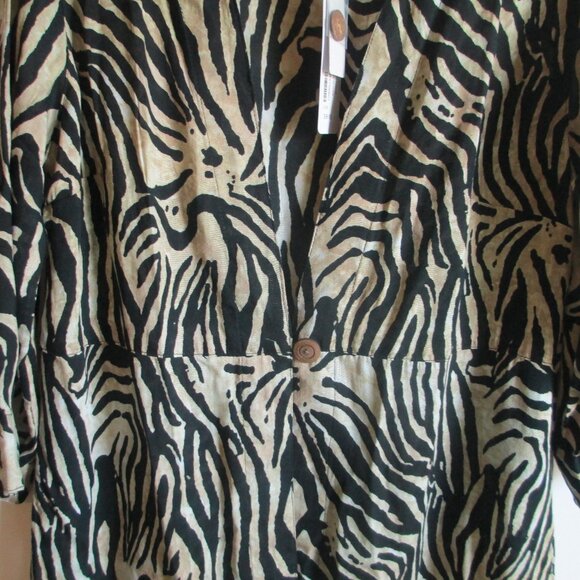 Soft Surroundings Zella Topper Size S 6/8 Brown Zebra Tunic Button Front Lightwe - Picture 4 of 10